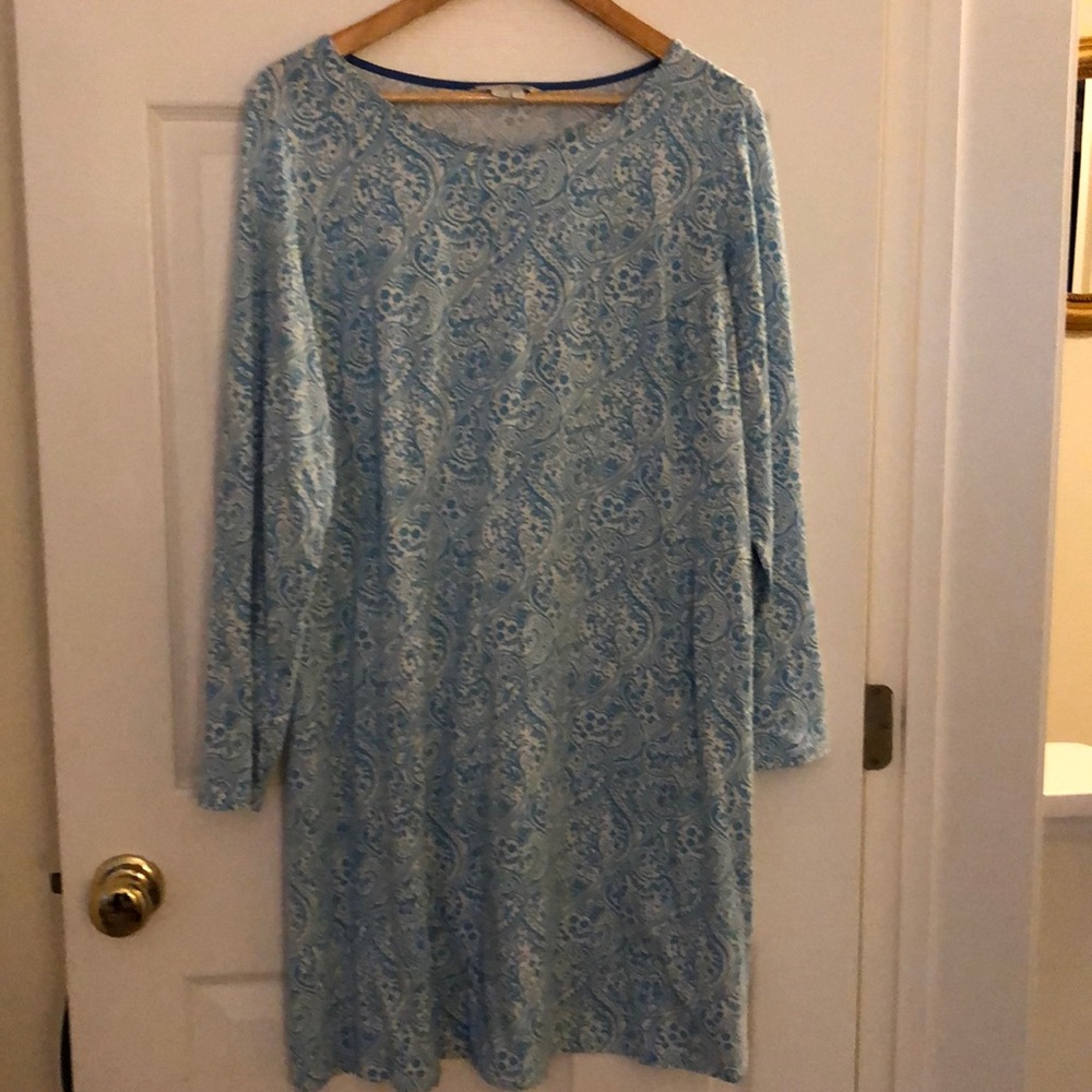 Boden, Jersey dress, 16L, light blue paisley